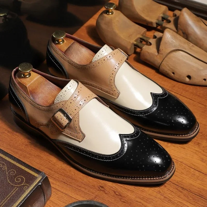 Marcellus Tri-Tone Monk Strap Shoes