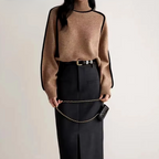 Sloane Contrast-Piped Turtleneck