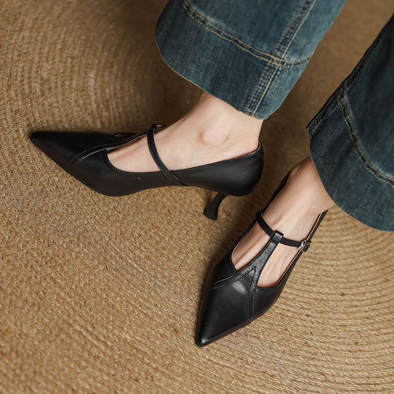 Marcelline Leather Slingback Heels