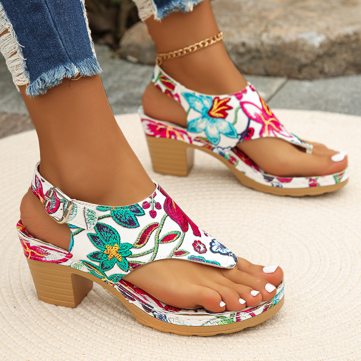 Solara Floral Buckle Sandals
