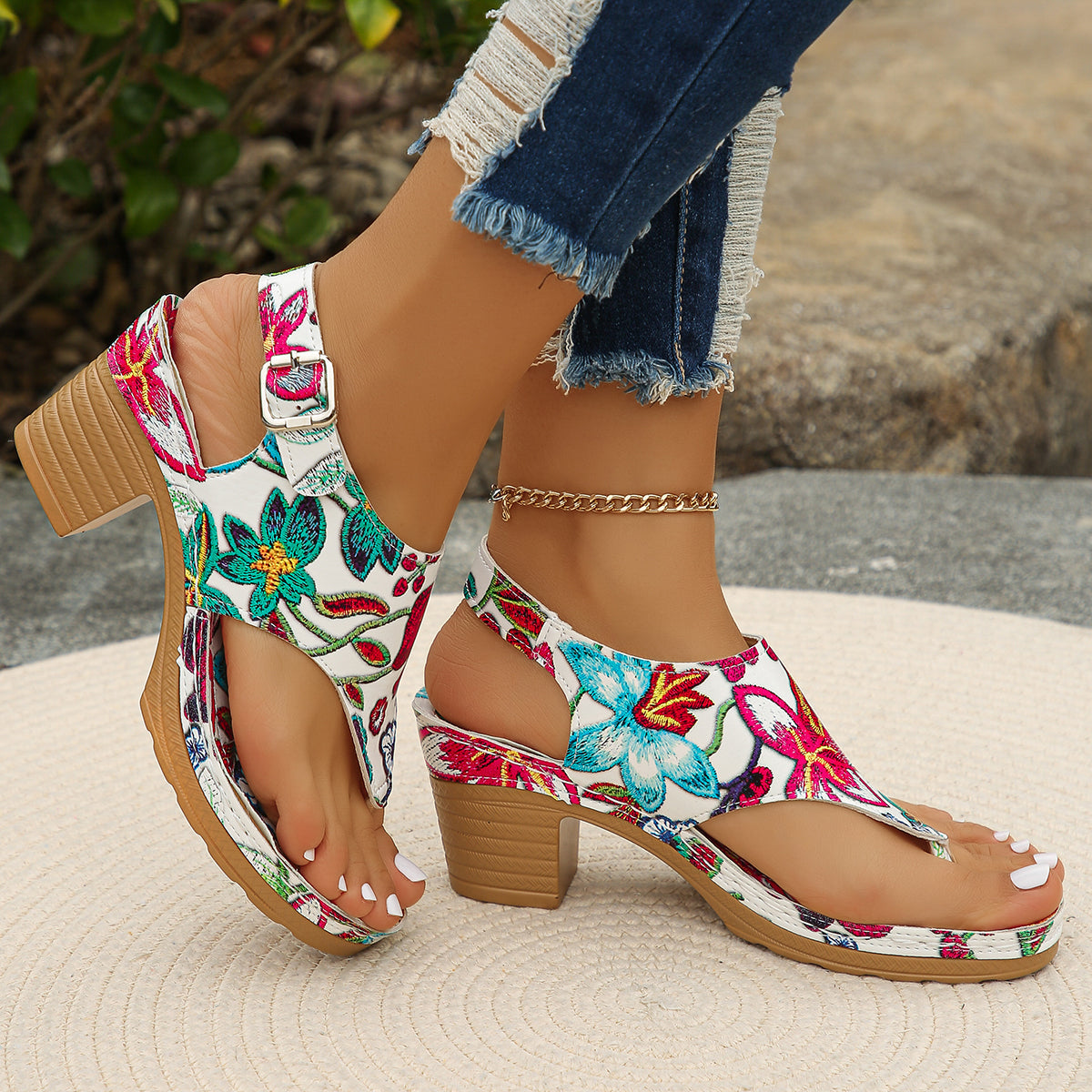 Solara Floral Buckle Sandals