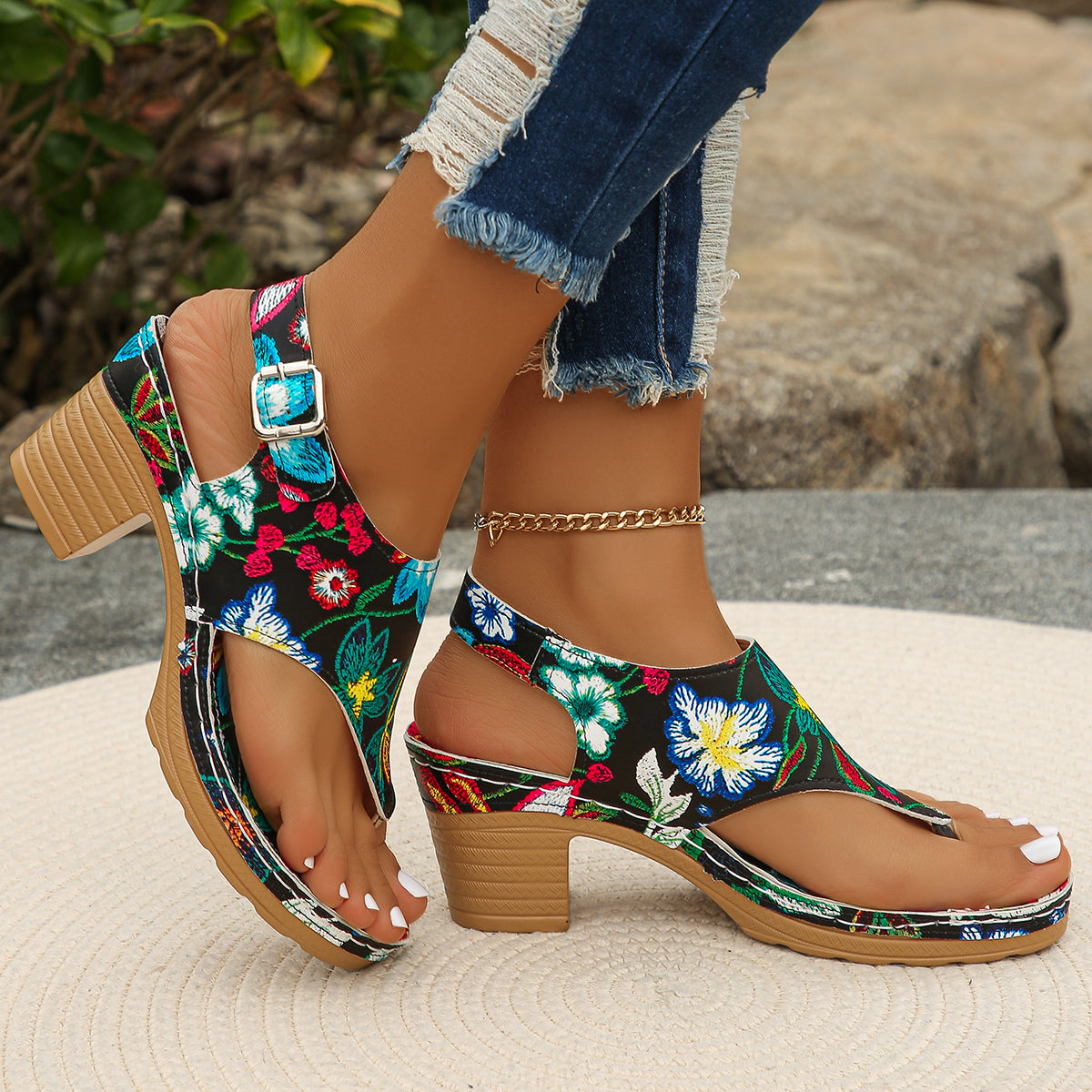Solara Floral Buckle Sandals