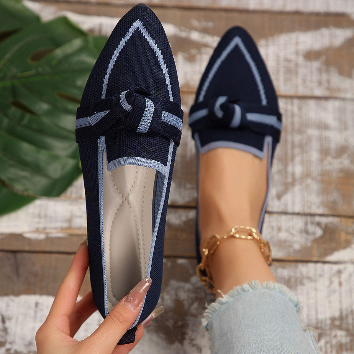 Elara Knit Pointed Flats