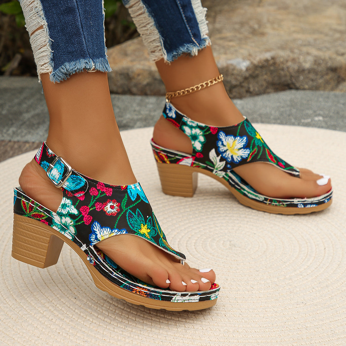 Solara Floral Buckle Sandals